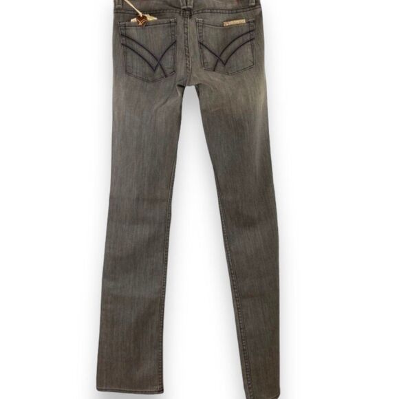 Low Rise Black Faded Denim Long Straight Leg Jeans by William Rast NEW - Picture 3 of 3